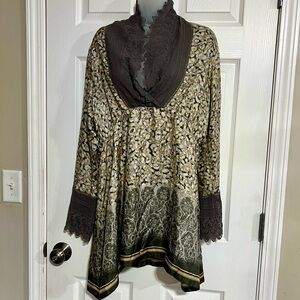 Johnny Was 100% Silk Boho Lace Dress, Size Large